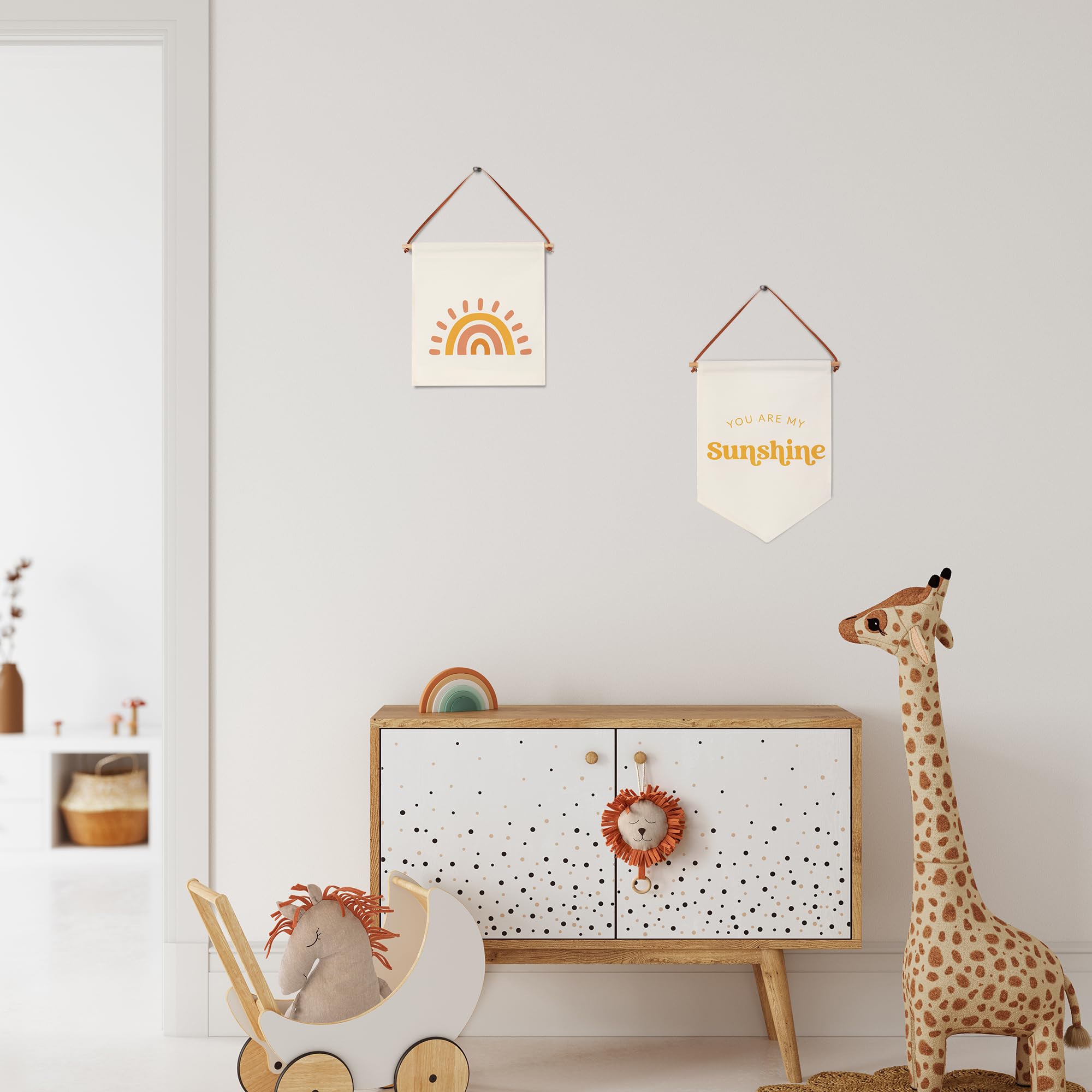 KIBAGA playroom setup featuring two pennants creating an empowering space