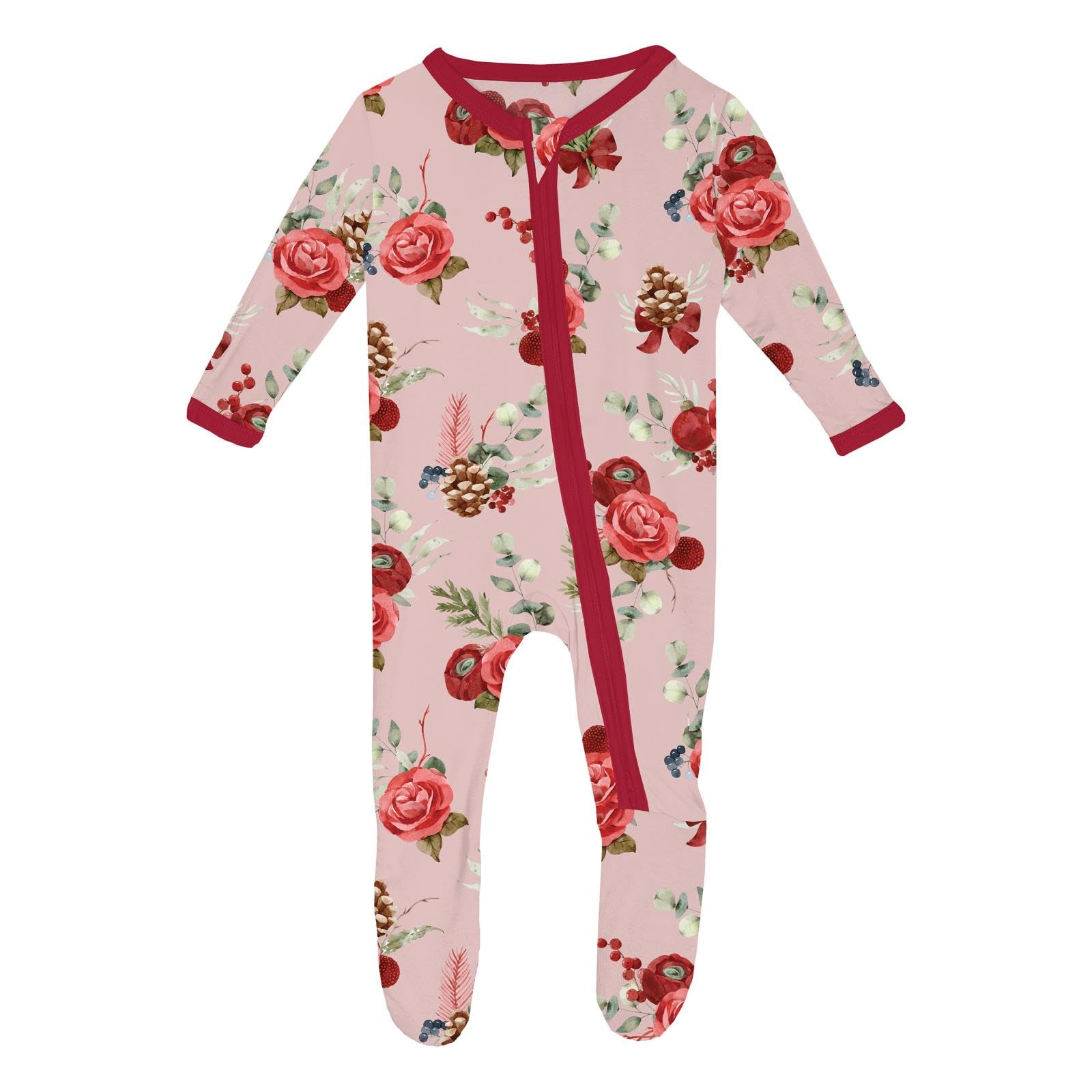 KicKee Pants Festive Footie Pajamas front view highlights cozy nights and snug fit