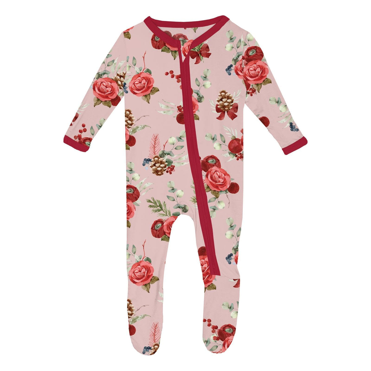 KicKee Pants Festive Footie Pajamas front view highlights cozy nights and snug fit