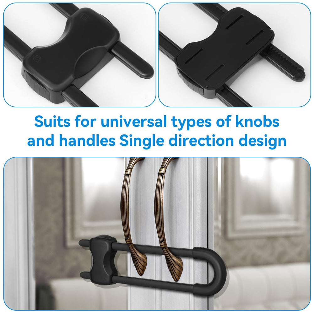 Kickic cabinet locks adjustable-u-shape adapts to knobs and handles
