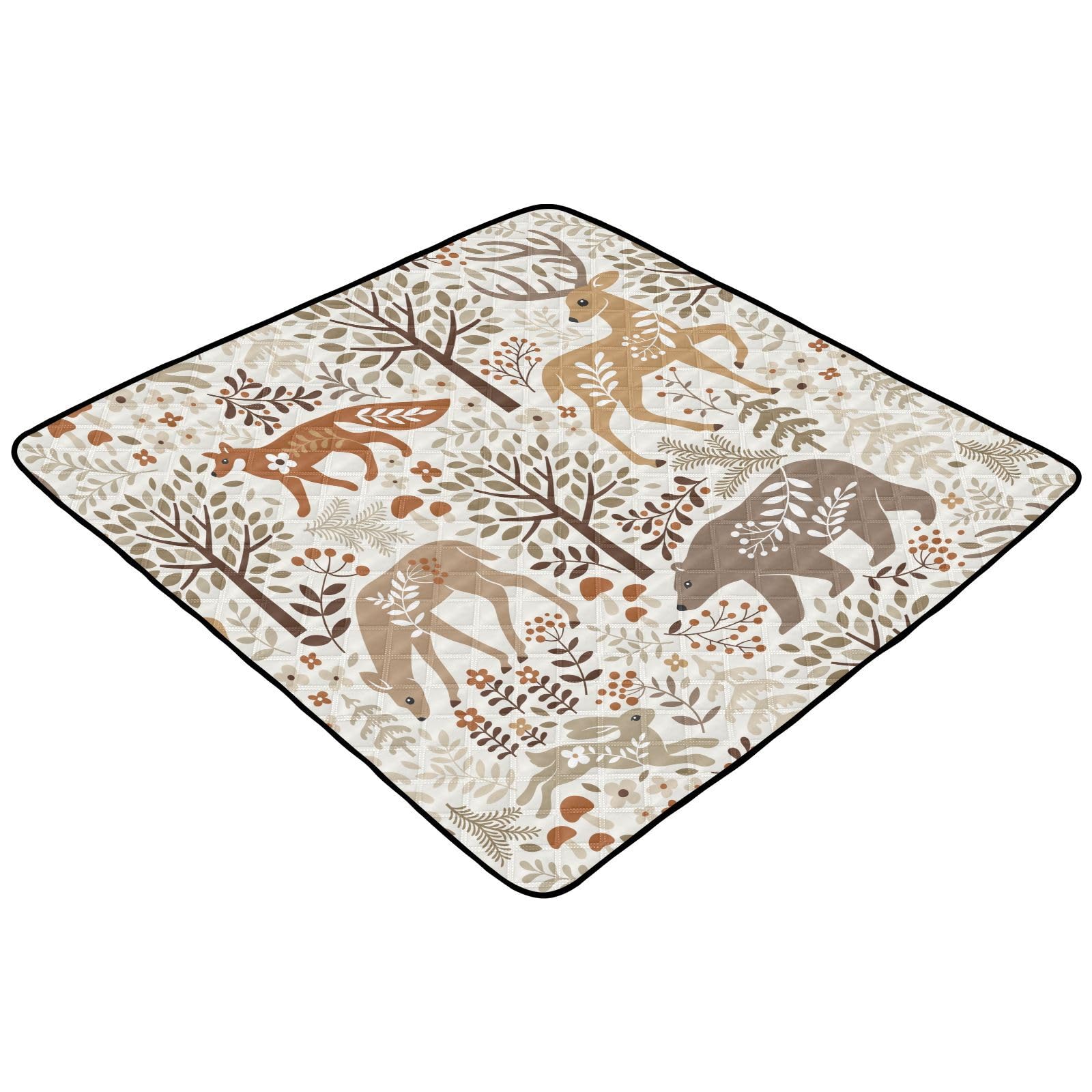 KICPOAY baby play mat deer trees leaves—soft tummy-time surface for comfort.