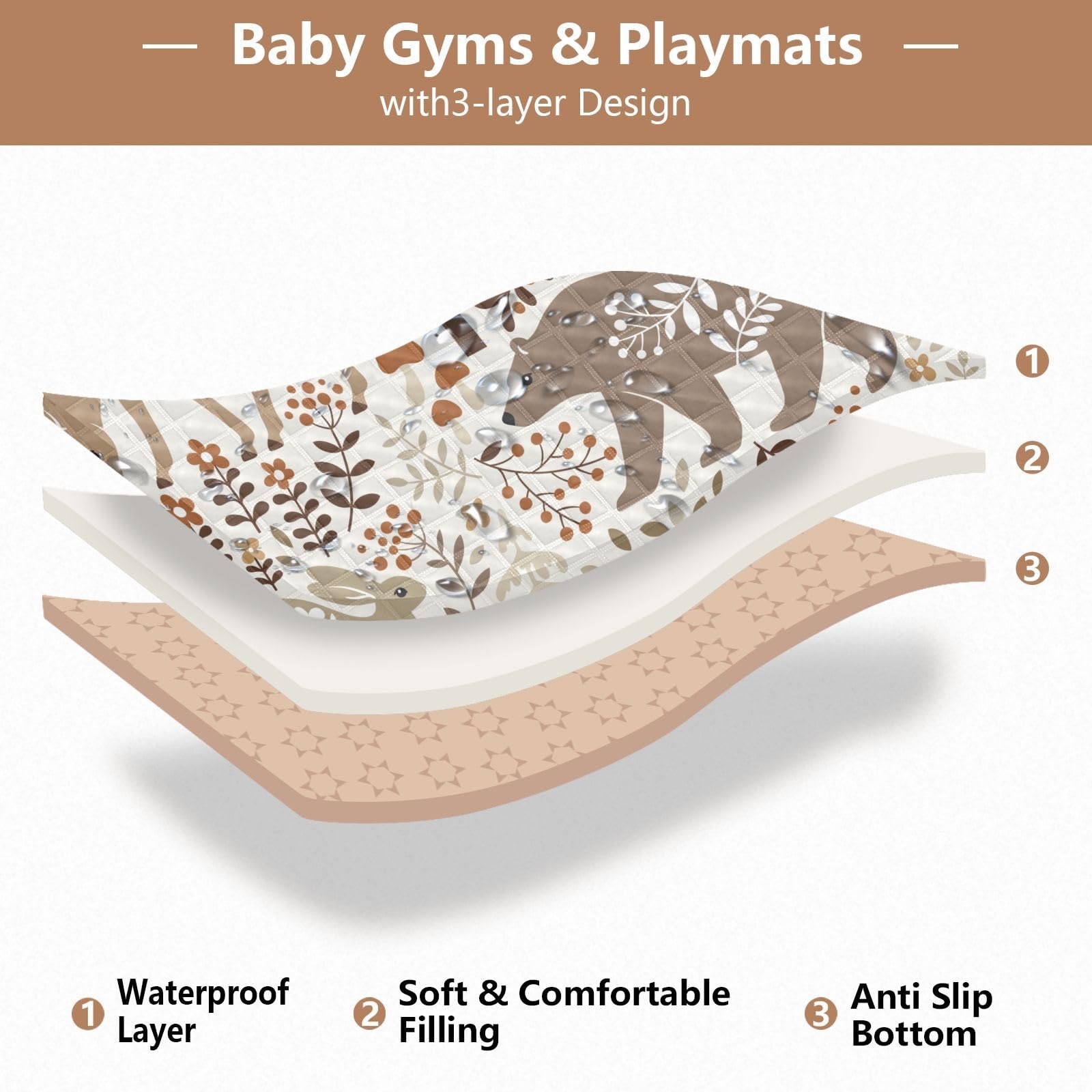 KICPOAY baby play mat soft cotton layer—extra cushioning for growing babies.