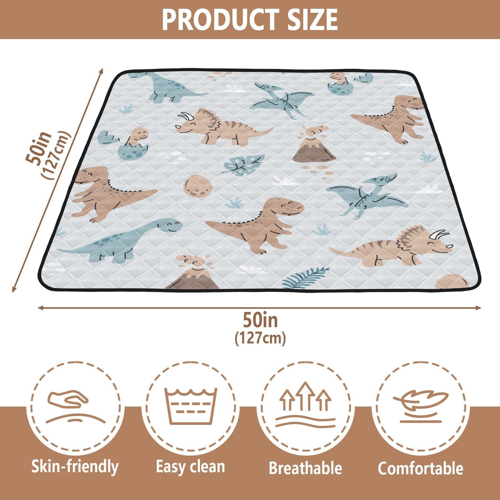 KICPOAY dinosaurs-themed play mat features volcanoes for engaging floor exploration.