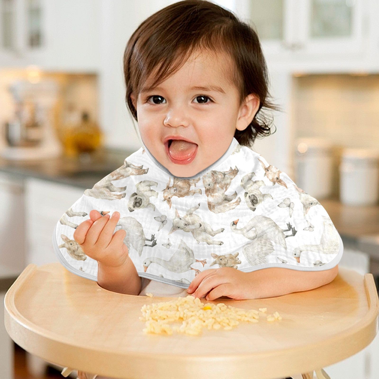 KICPOAY burp cloths in use with newborn demonstrates absorbent protection