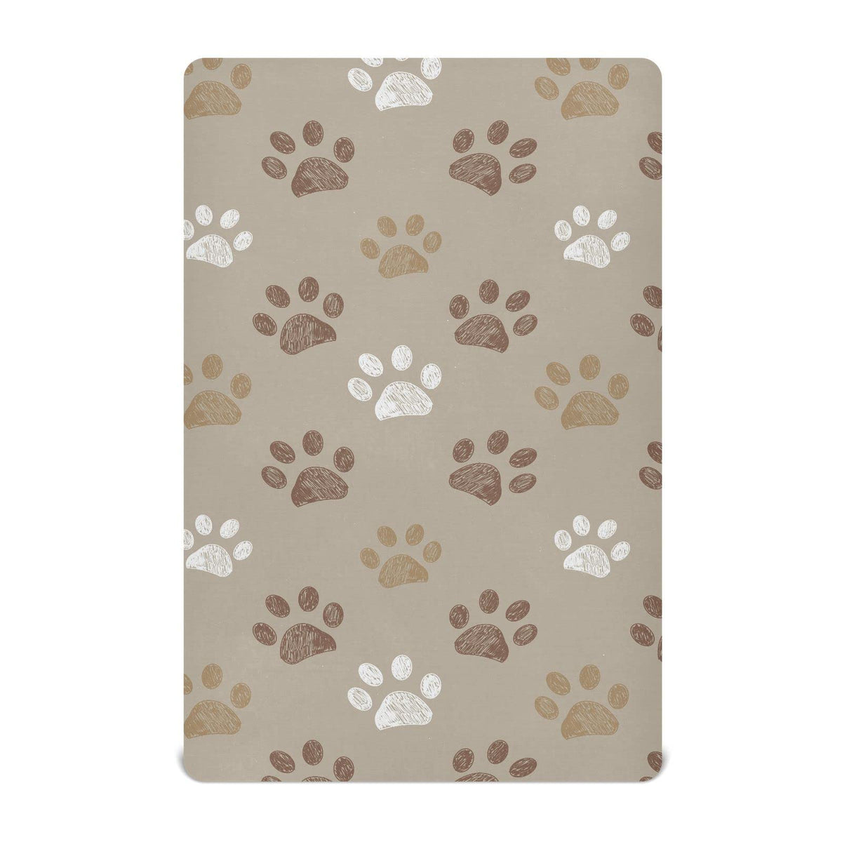 KICPOAY fitted crib sheet with brown dog paws pattern and snug elastic fit for security