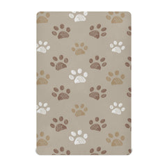 KICPOAY fitted crib sheet with brown dog paws pattern and snug elastic fit for security