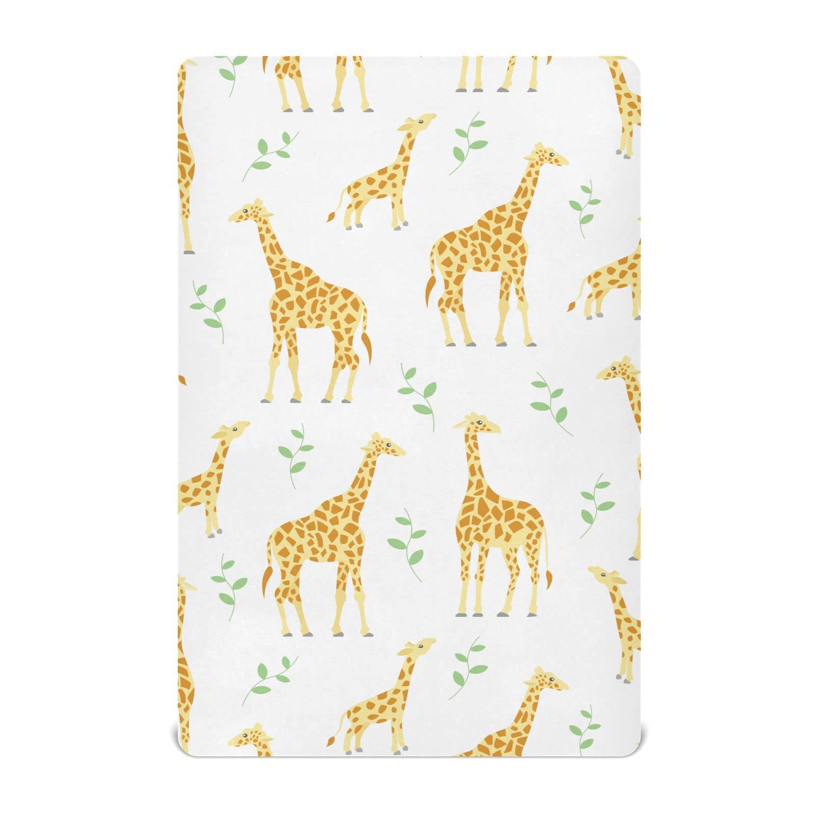 KICPOAY fitted crib sheet with yellow giraffe pattern for a cozy, playful nursery.