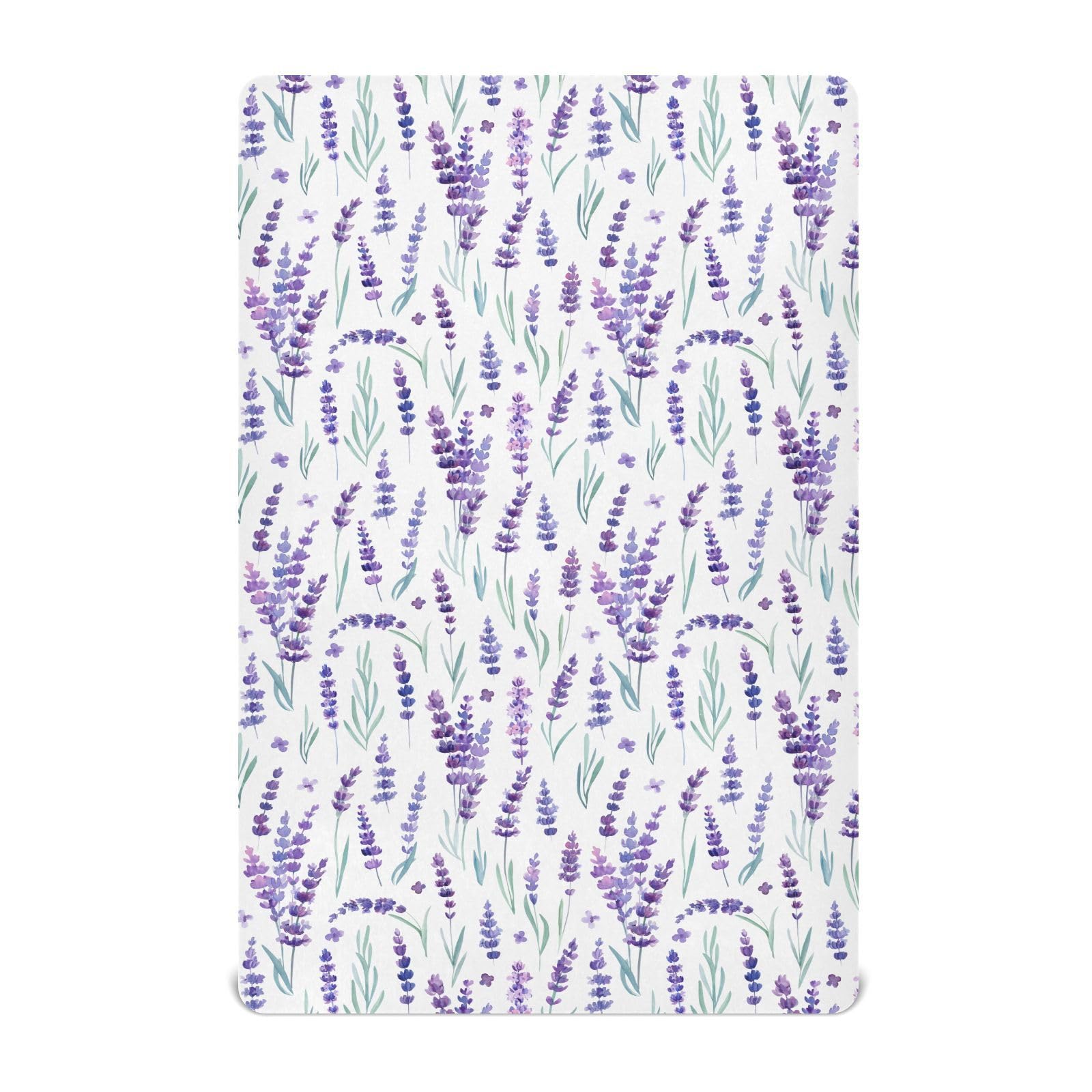 KICPOAY fitted crib sheets lavender-purple close-up shows soft, snug fit.