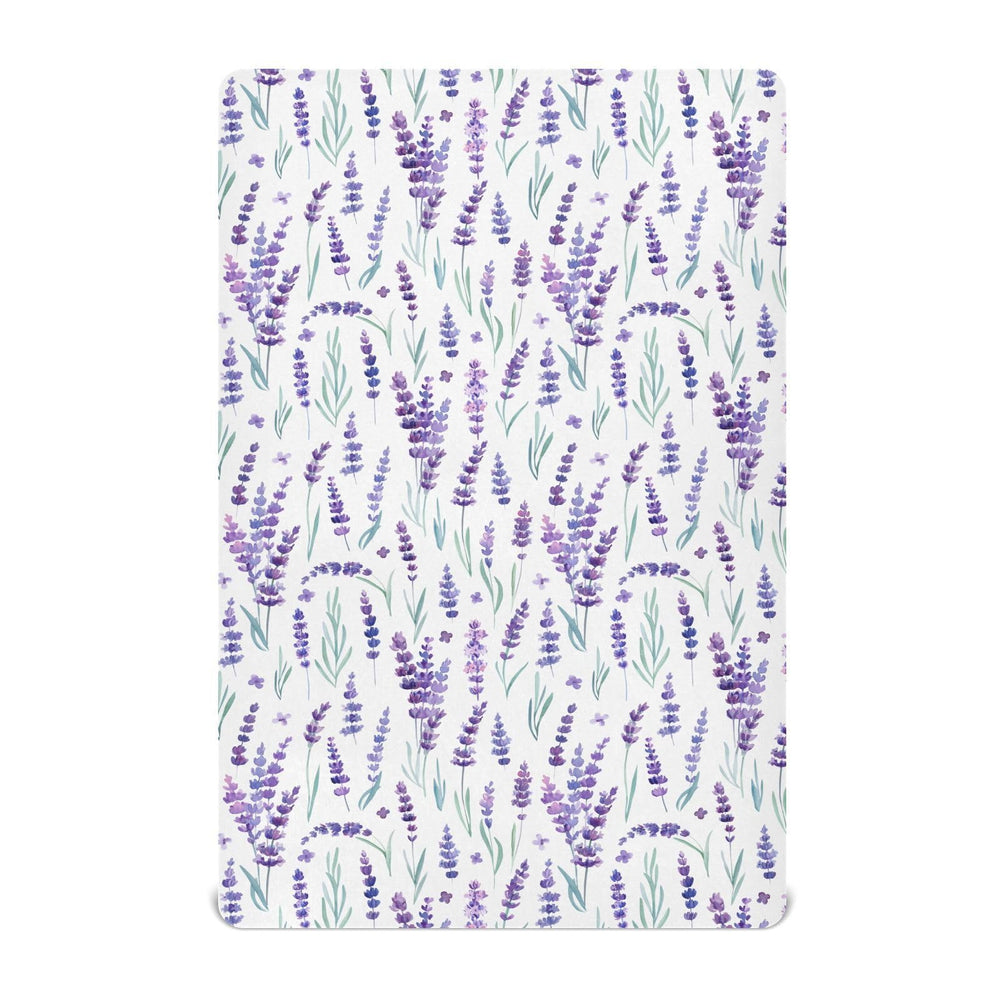 KICPOAY fitted crib sheets lavender-purple close-up shows soft, snug fit.