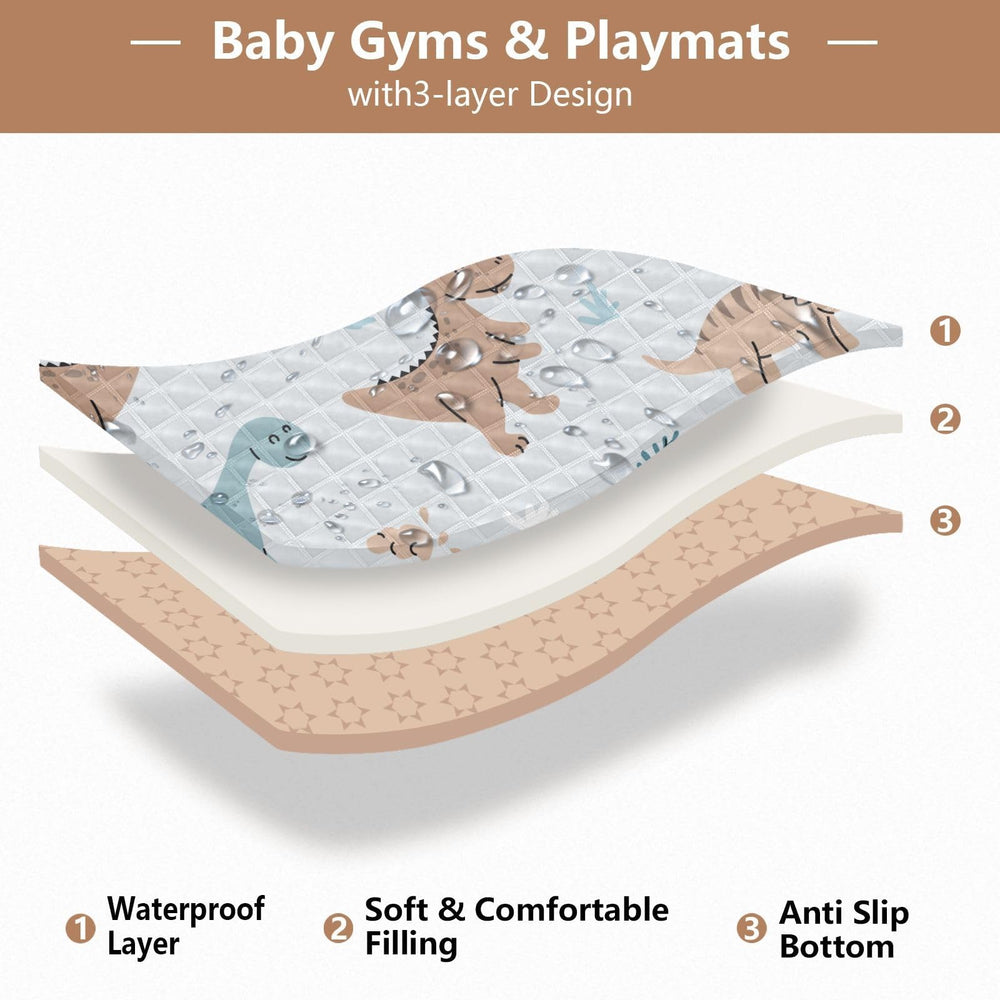 KICPOAY play mat with non-slip bottom keeps infants safe on slick floors.
