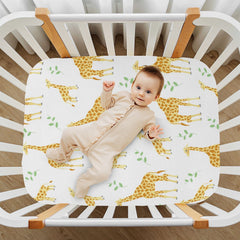 KICPOAY playard sheet features breathable stretch fabric for baby comfort.
