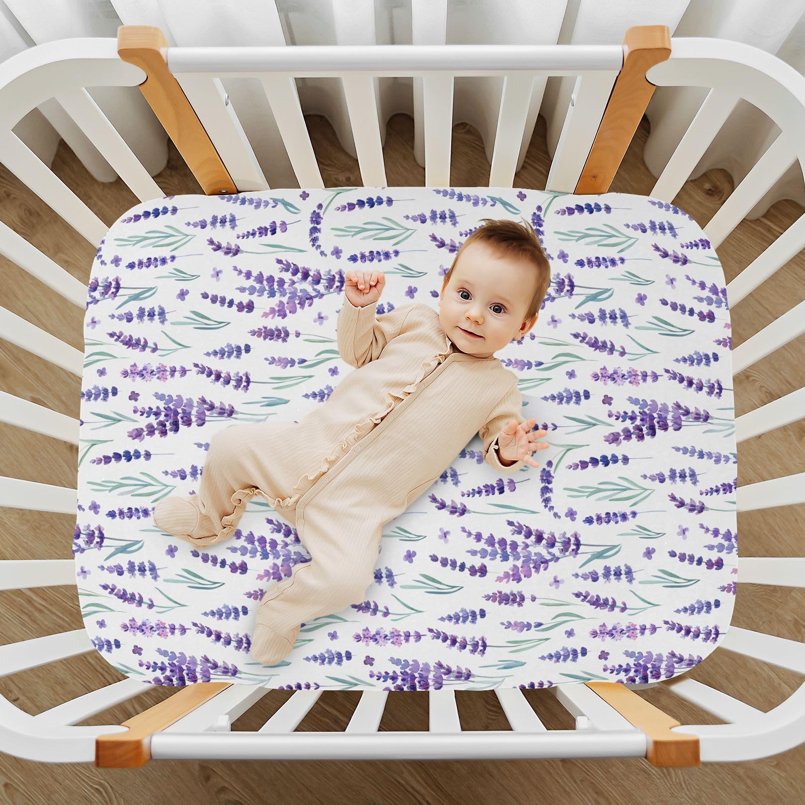 KICPOAY playard sheets 39x27x5in laid flat for standard size compatibility.
