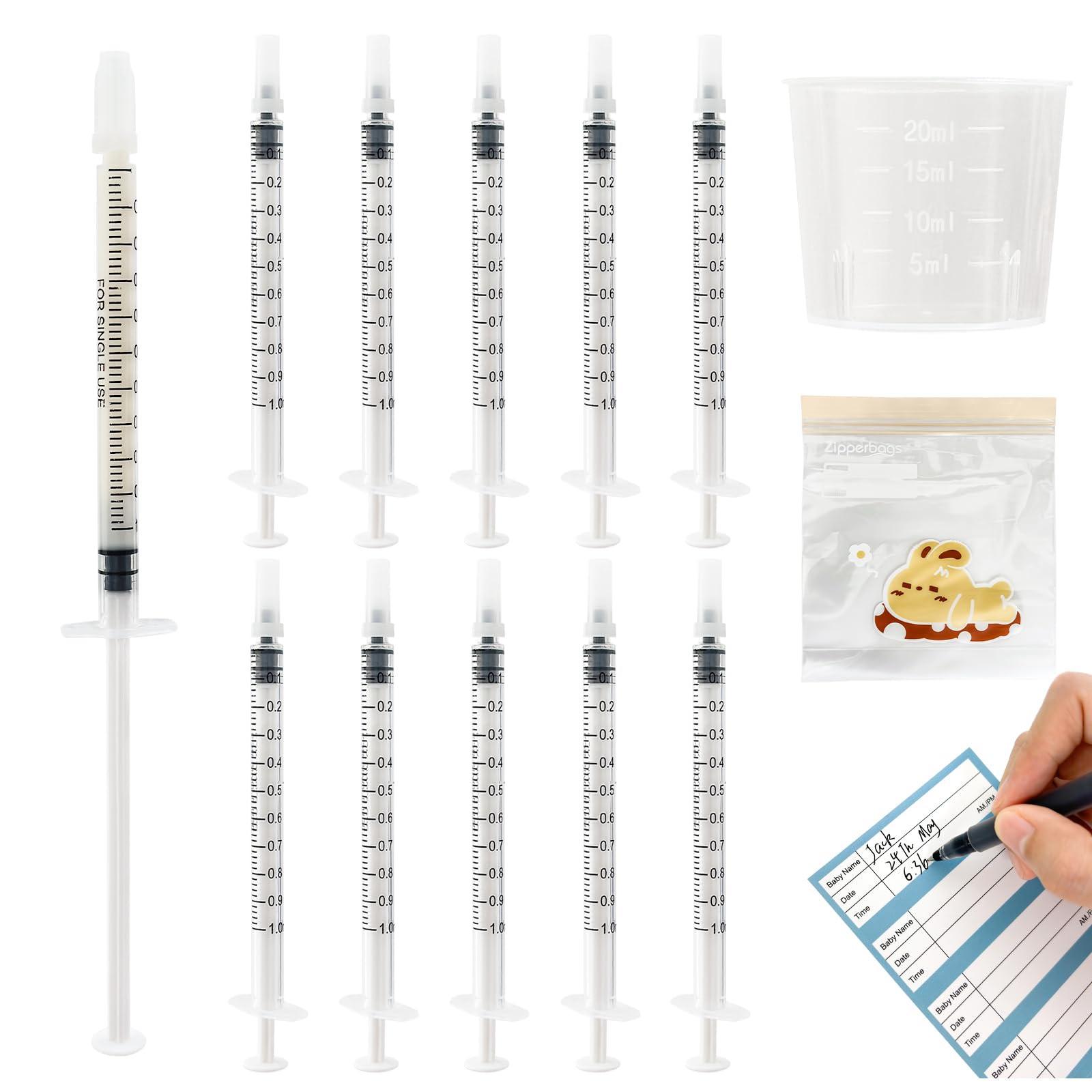 Kid2Kit 1mL colostrum syringe with cap enables clean, precise collection.
