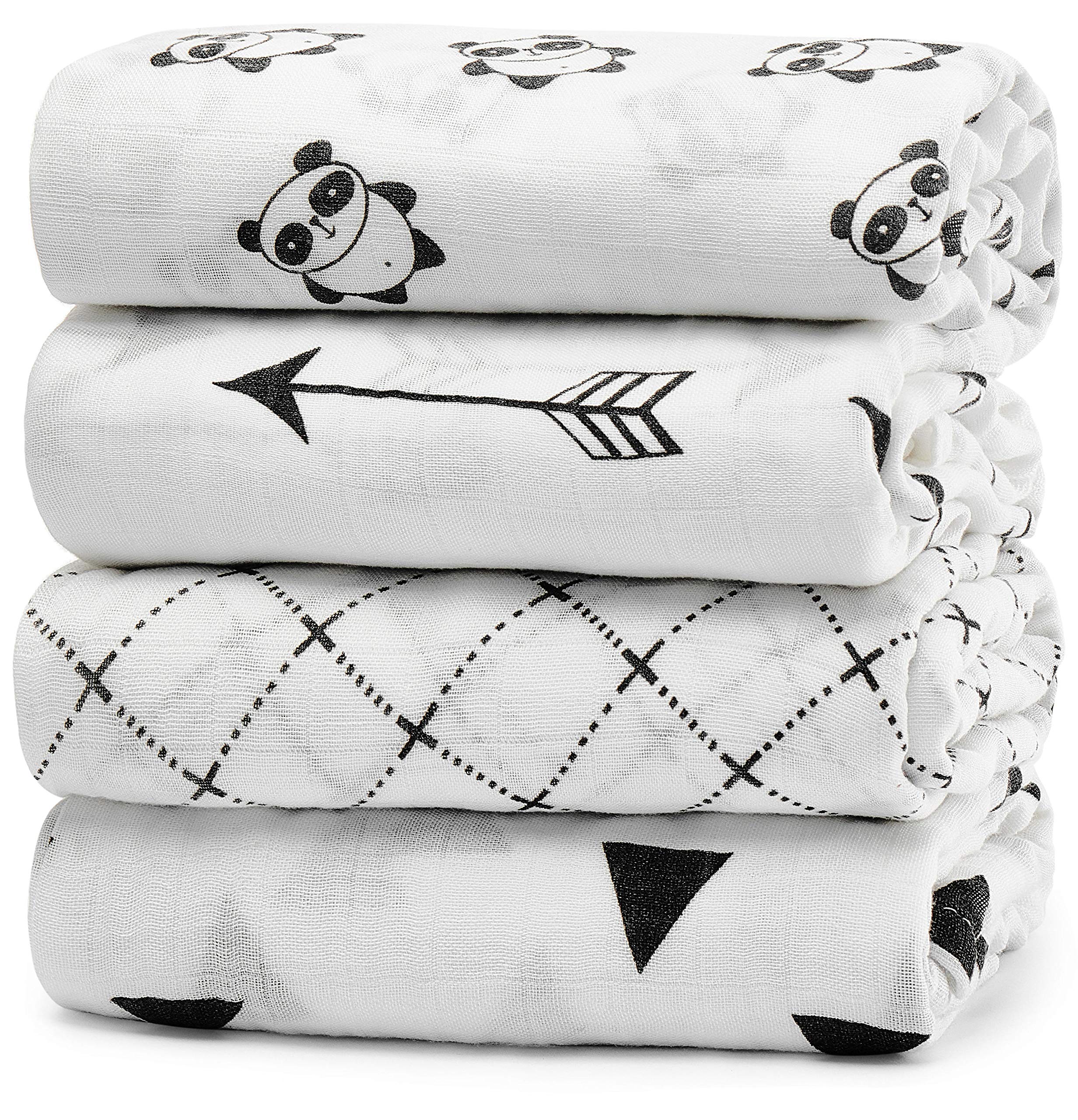 KiddyCare baby muslin swaddle blanket pack front view shows soft cotton perfect for newborn swaddling.