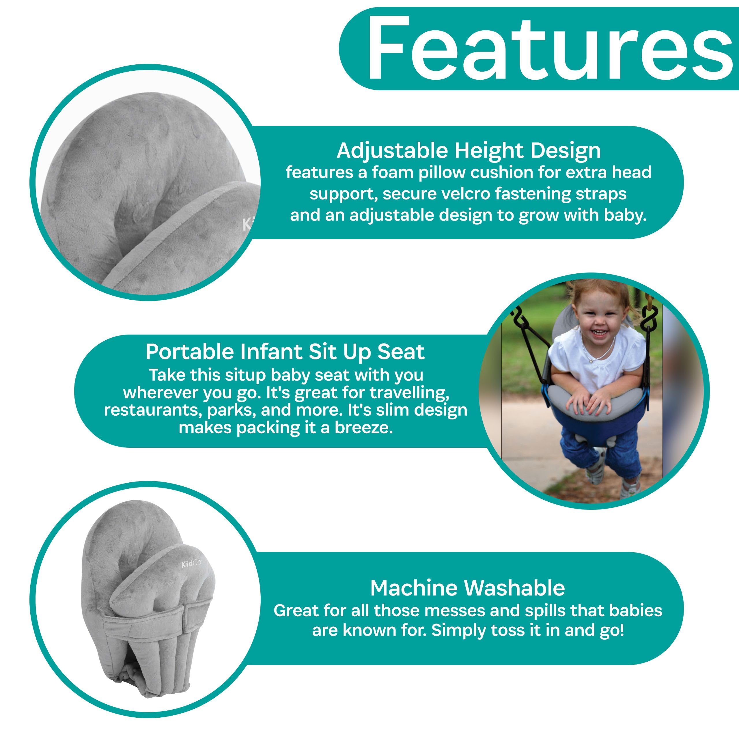 KidCo HuggaPod shopping-cart use enables safe seating during errands.