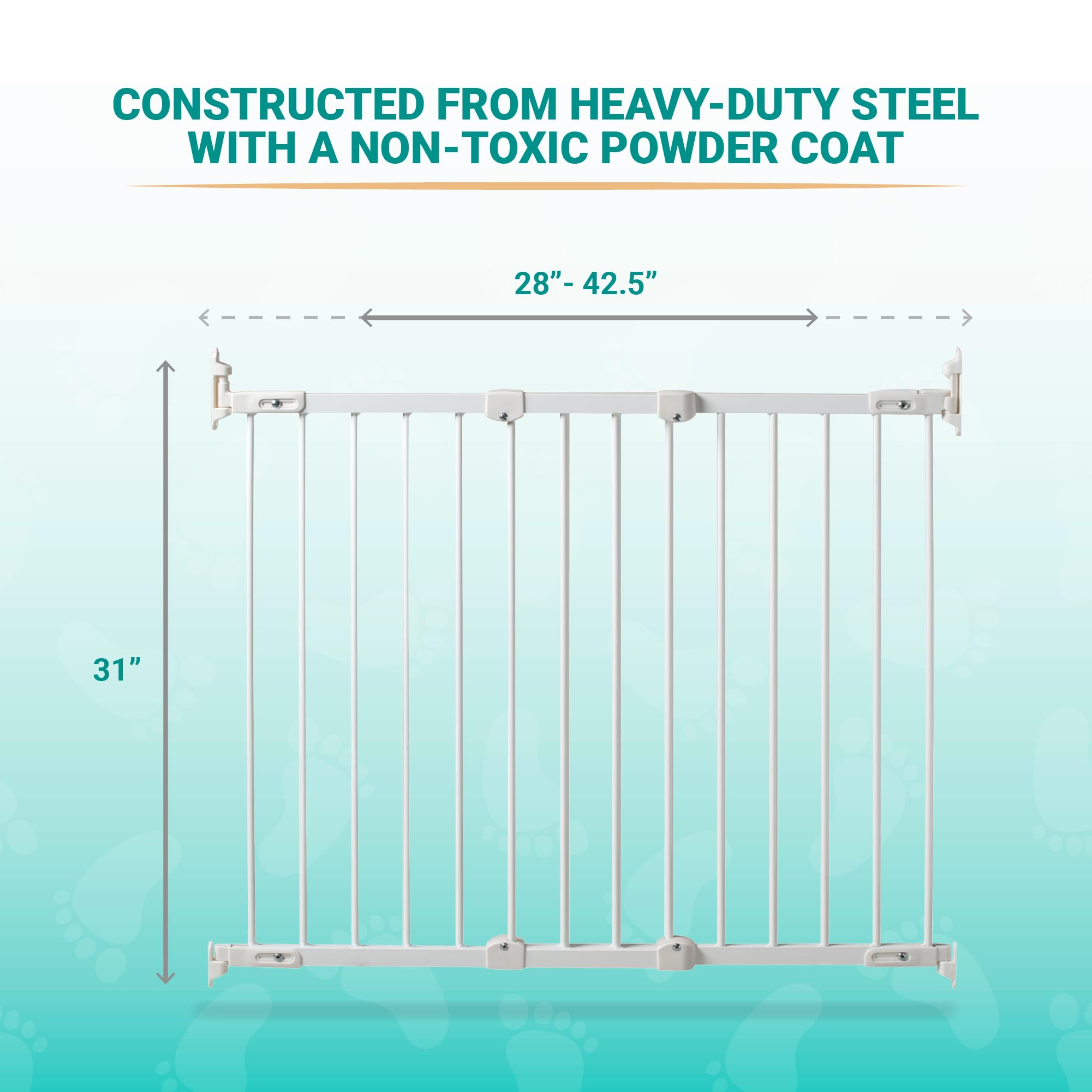 KidCo quick-release mounted hardware in white for easy removal of gate.