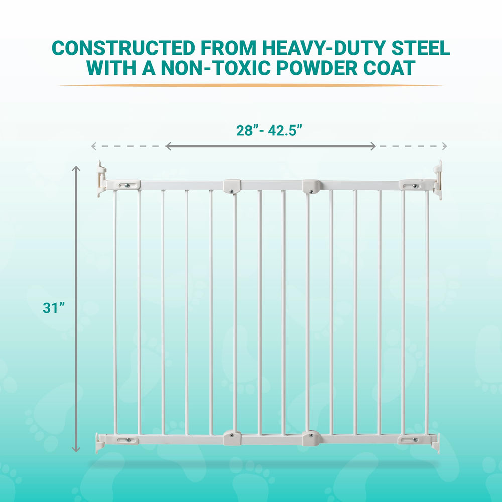 KidCo quick-release mounted hardware in white for easy removal of gate.