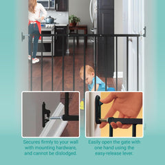 KidCo Safeway gate with quick-release hardware highlighted for easy removal when needed.