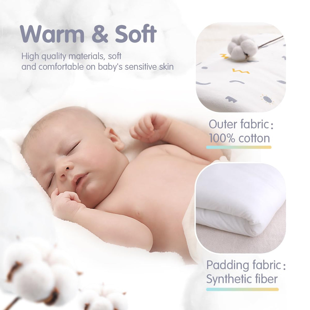 KIDDA swaddle showing detachable inner lining for seasonal warmth.