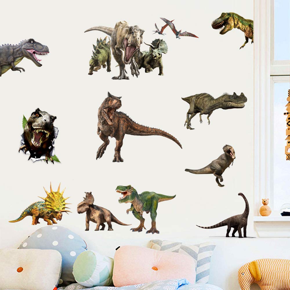 Kiddale dinosaur wall decal in living room creates a fun, kid-friendly mood.