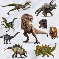 Kiddale dinosaur wall stickers sheet with 11 creatures, vibrant 3D watercolor effect for kids' rooms.