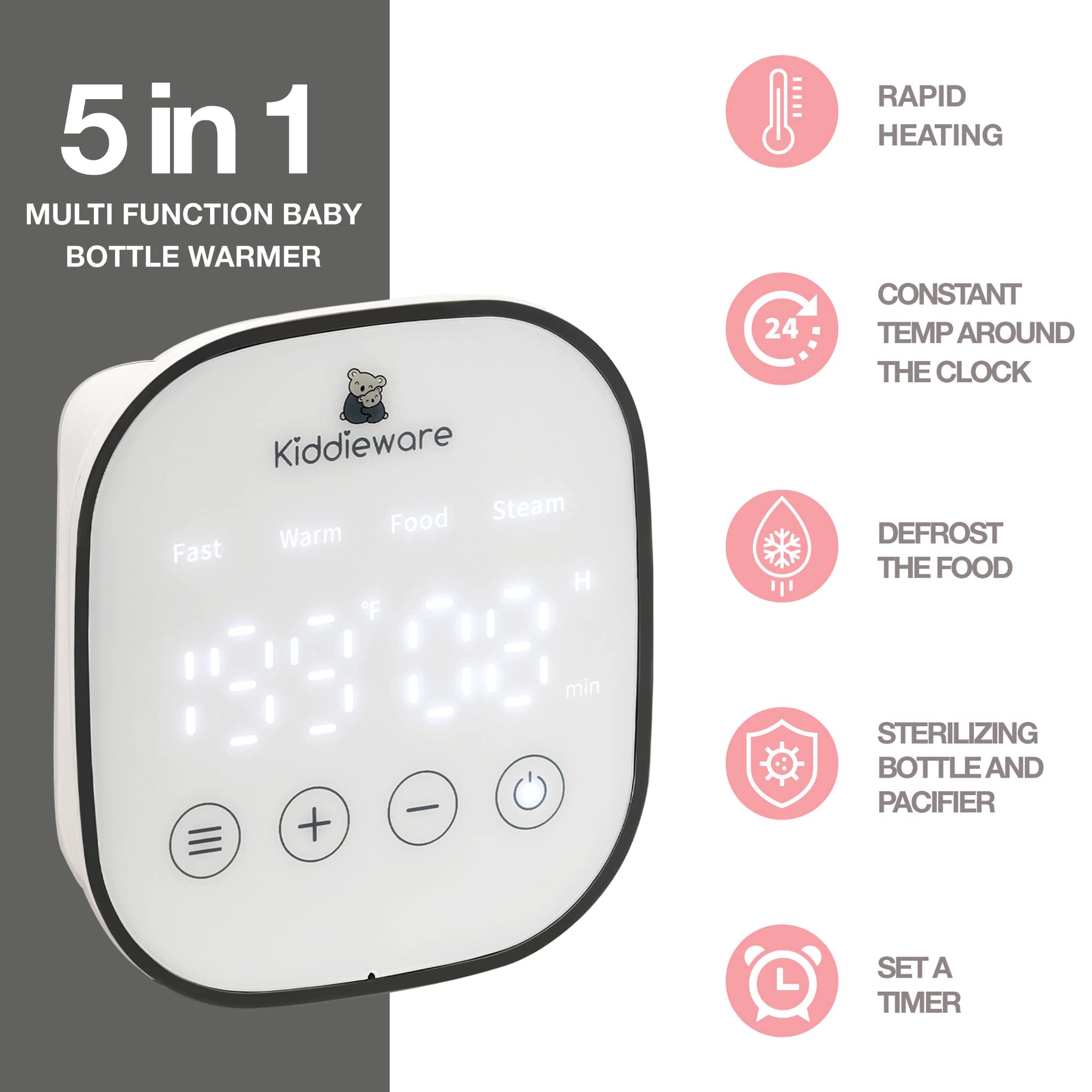 Kiddieware bottle warmer 24-hour warming preserves milk at consistent temperature