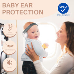 Kiddieware Gray headphones side view with adjustable headband for growing infants.