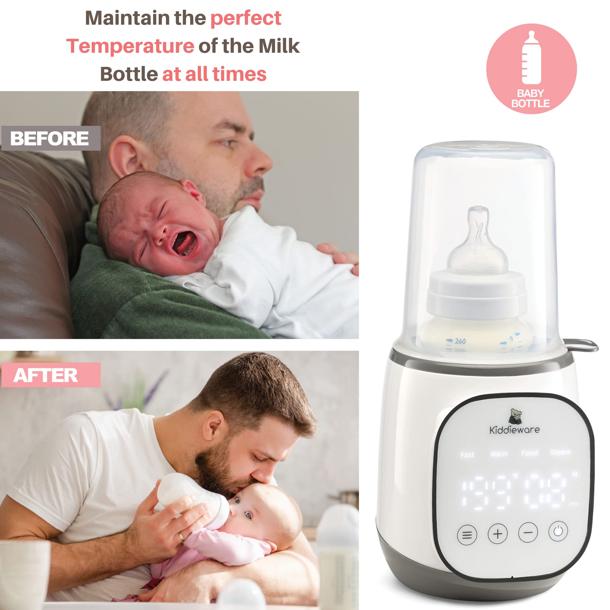 Kiddieware lift-out basket keeps small parts safe during warming