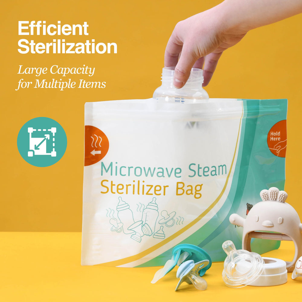 Kiddieware sterilizer bag breast-pump-parts keeps pump components clean while traveling.