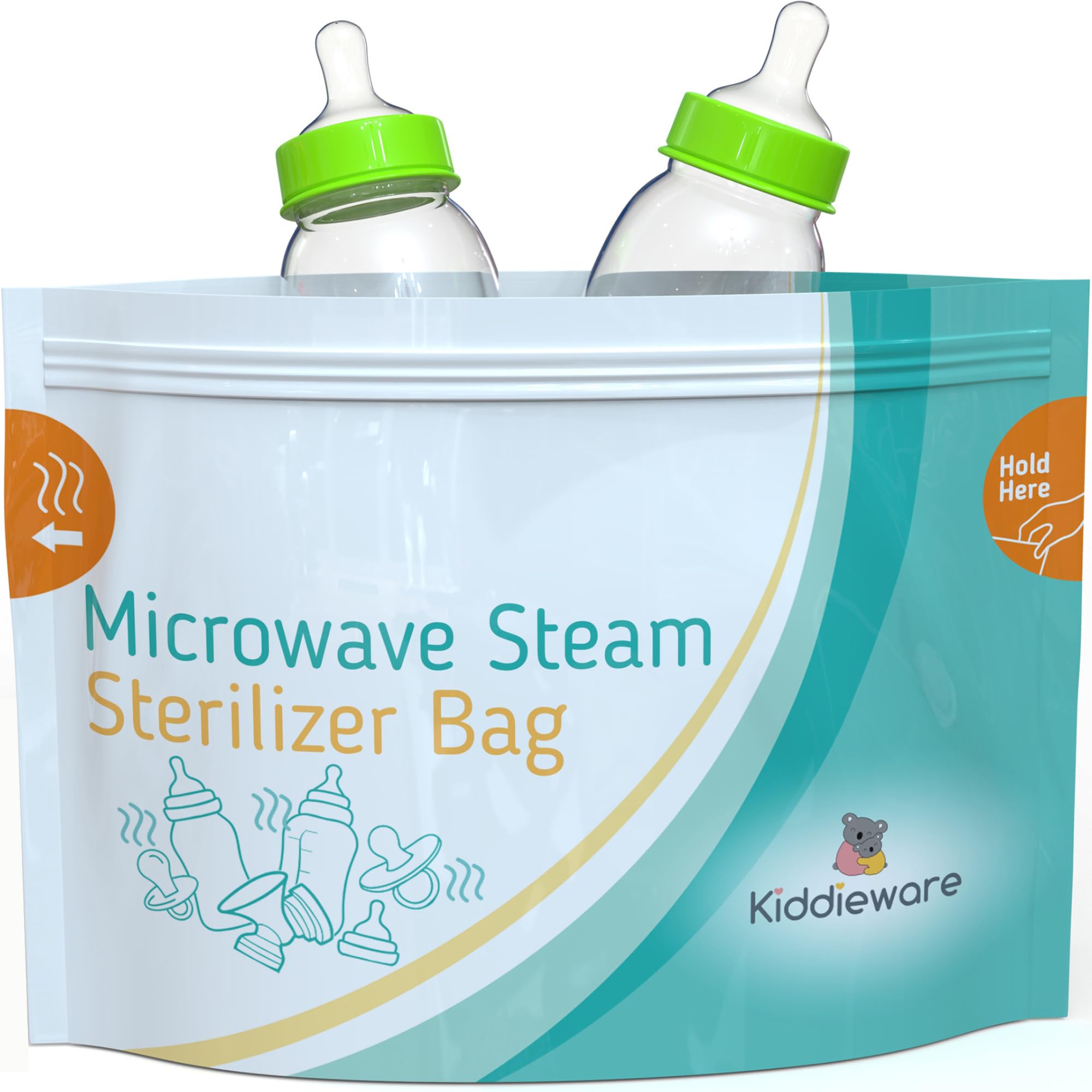 Kiddieware sterilizer bag microwave-setup for quick bottle and pacifier sanitizing.