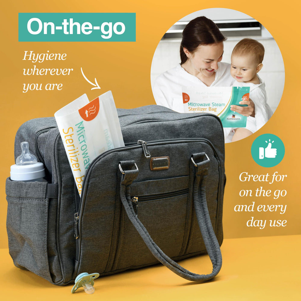 Kiddieware sterilizer bag reuse-20-times emphasizes durability and cost-effective use.