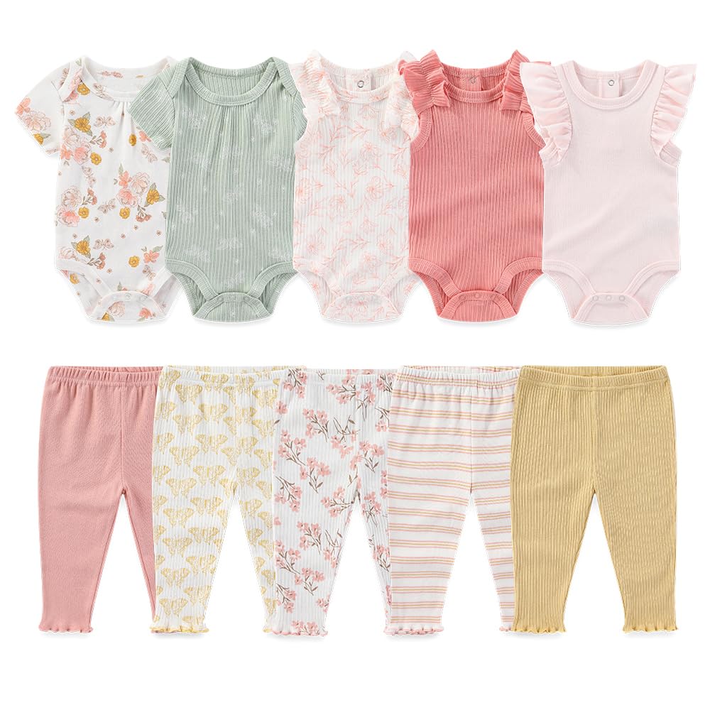 Kiddiezoom newborn layette set with soft cotton bodysuits and pants for everyday comfort
