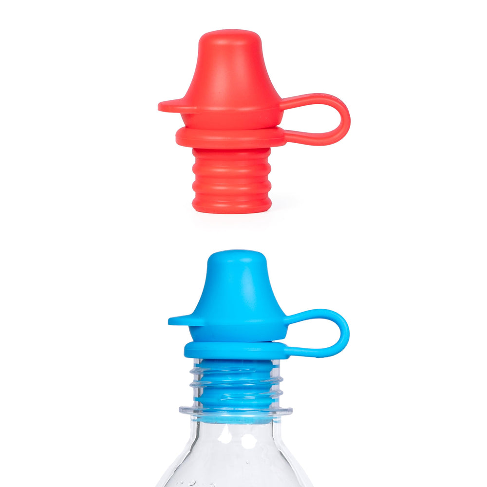 Kiddikap Original spillproof topper on a bottle reduces mess during mealtime on the go.
