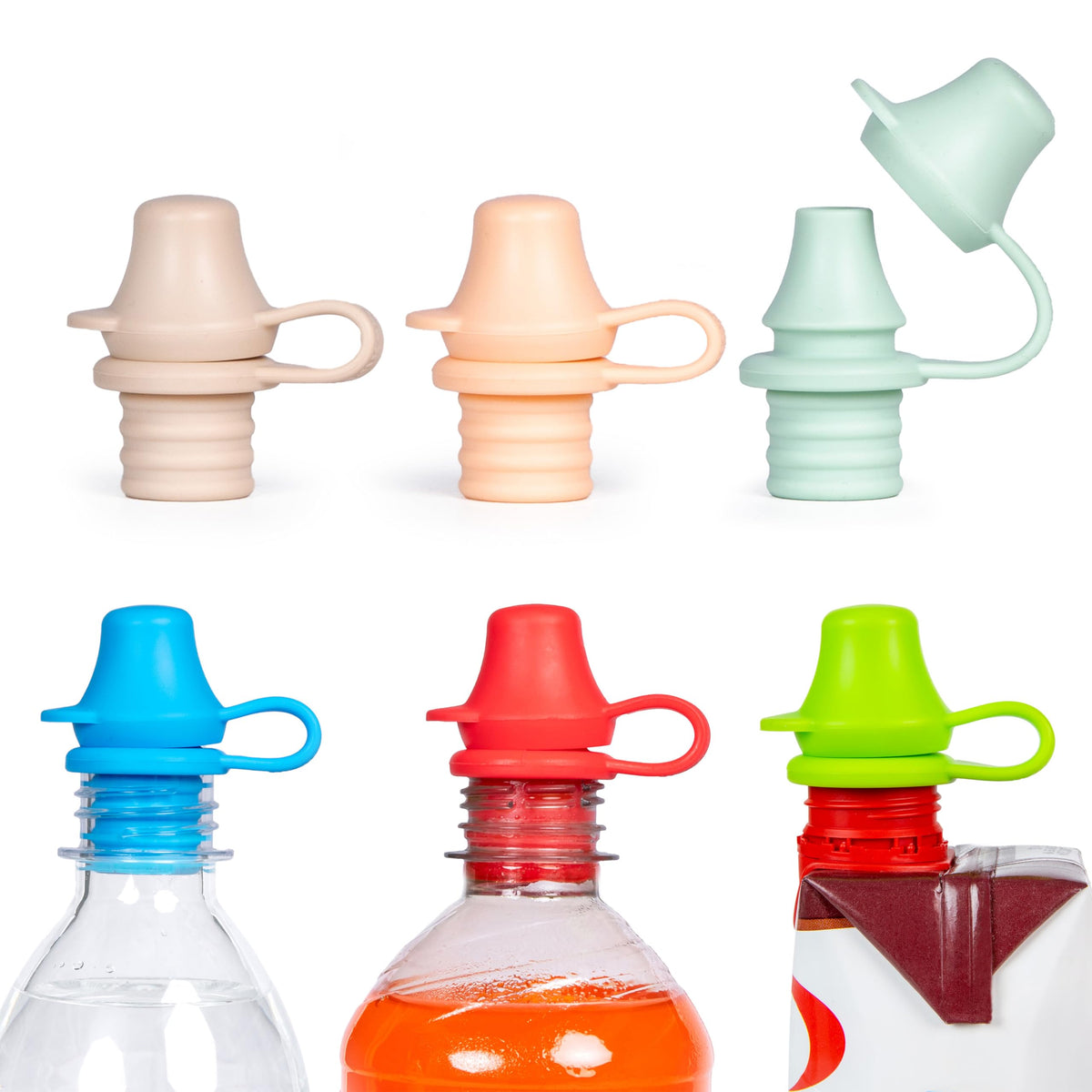Kiddikap original topper on bottle shows spill-proof hydration on the go.