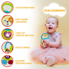KiddoLab Musical Caesar teether stroller clip for on-the-go play.