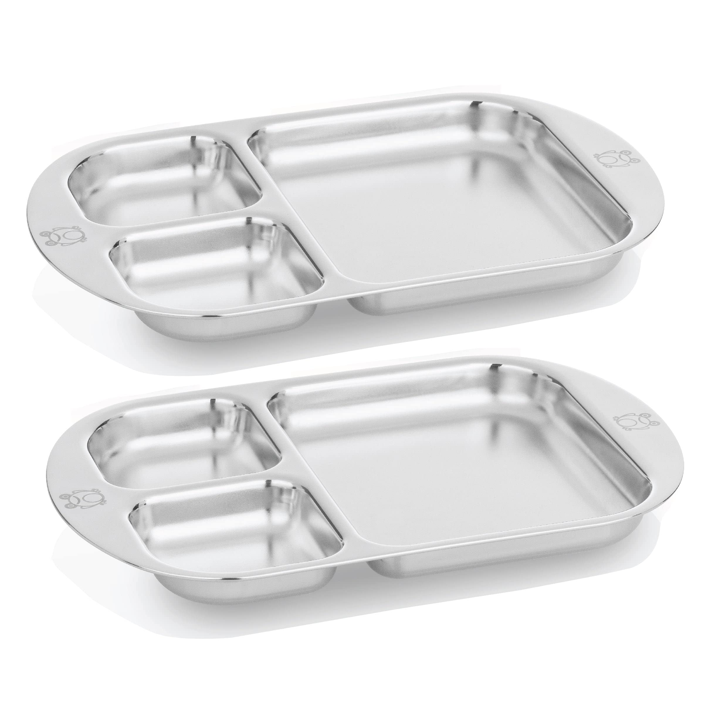 Kiddobloom frog-design divided plates shown front view for easy, mess-friendly meals.