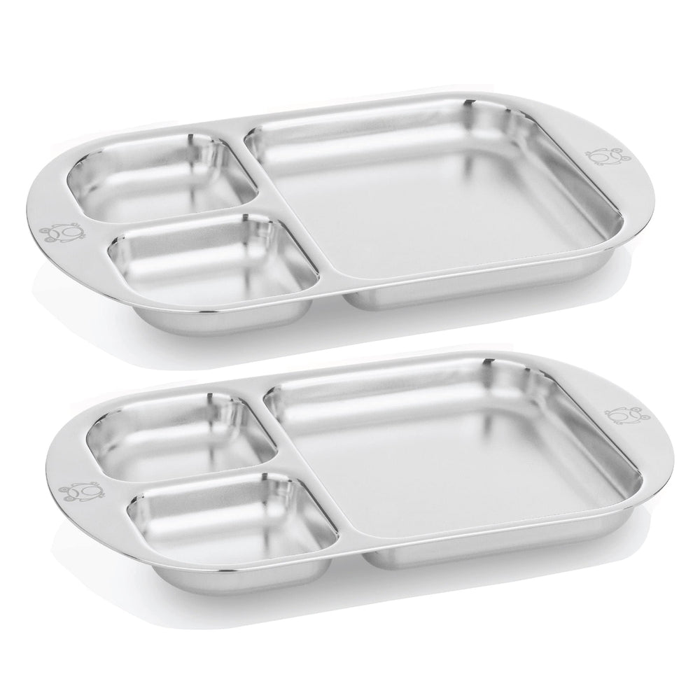 Kiddobloom frog-design divided plates shown front view for easy, mess-friendly meals.