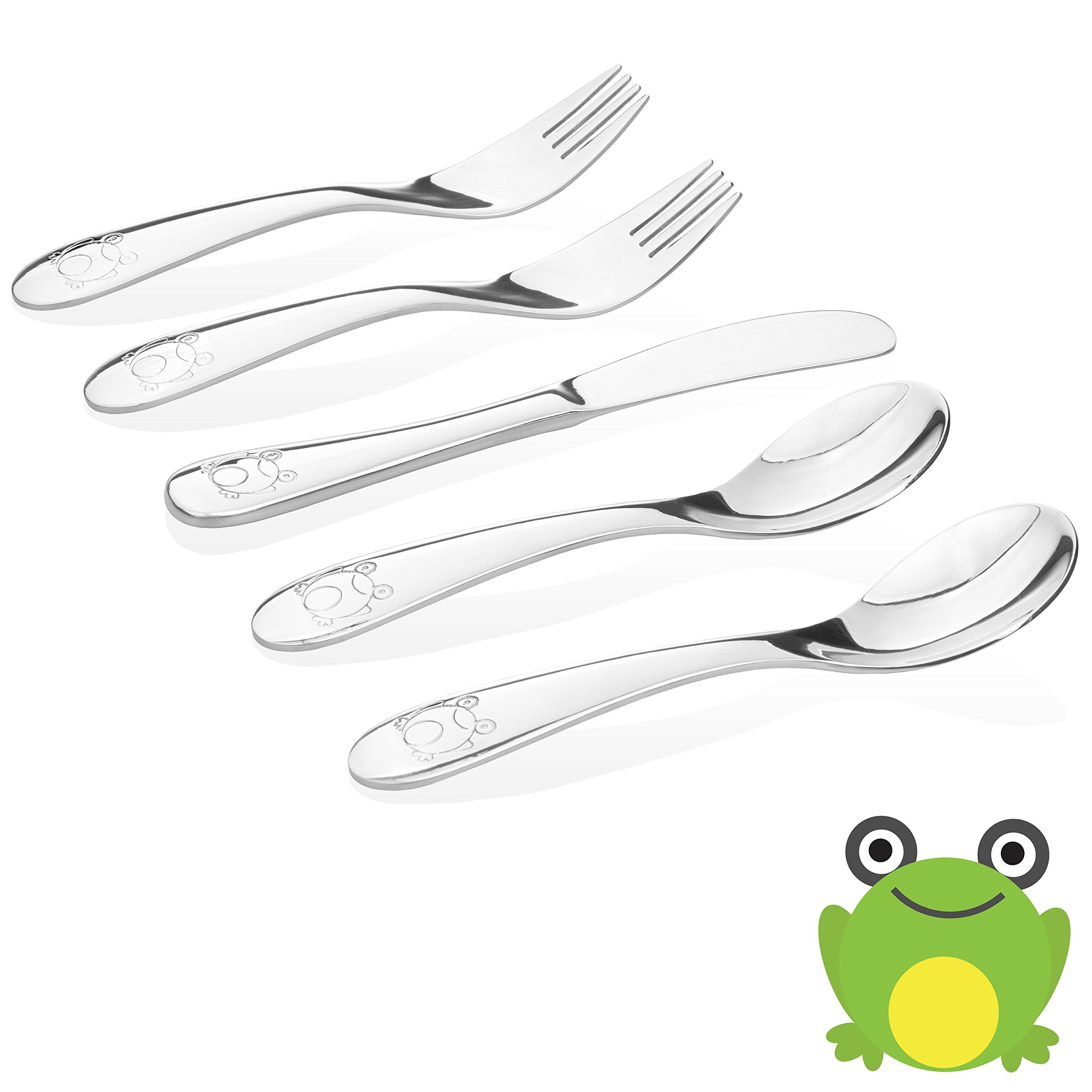 Kiddobloom kids utensil set with two spoons for easy feeding on busy mornings.