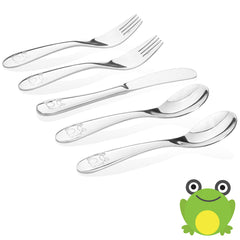 Kiddobloom kids utensil set with two spoons for easy feeding on busy mornings.