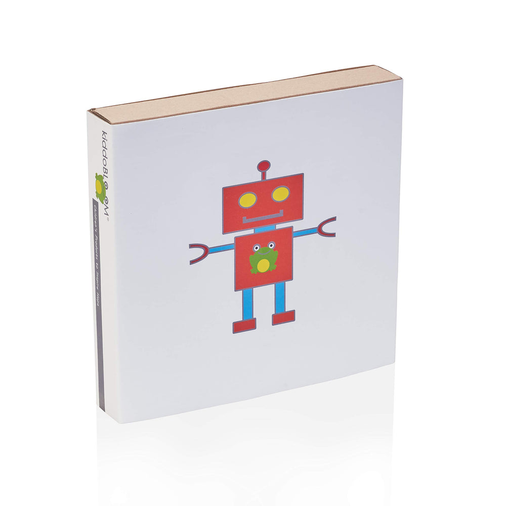 Kiddobloom robot-design utensil fork with safe rounded tips for little eaters