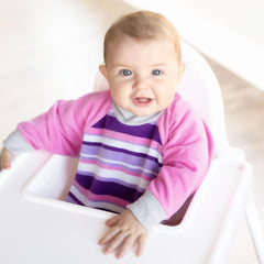 Kiddologic Bibit-all bib's high collar shields neck from drips and spills.