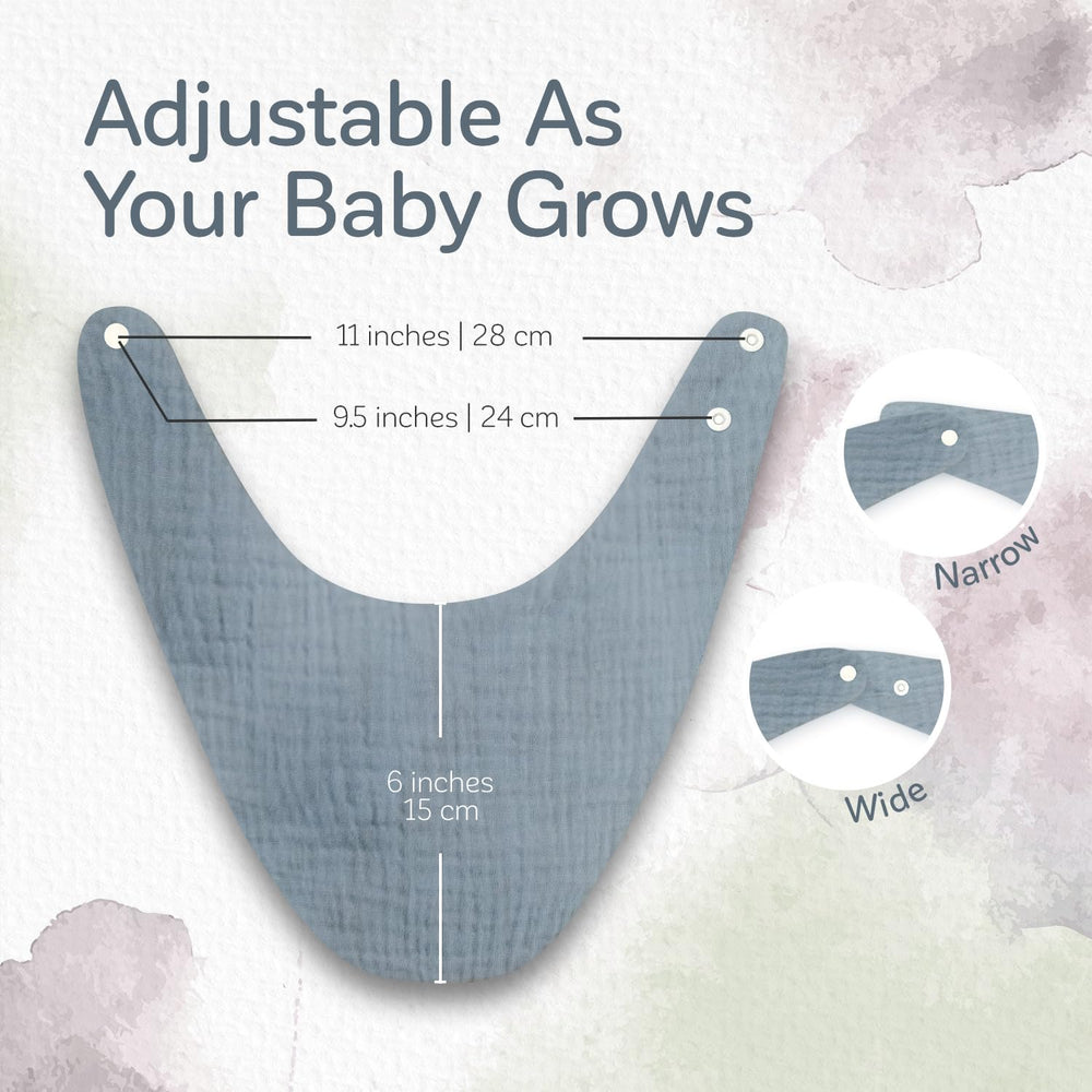 KiddyCare drool coverage bib demonstrates ample neck-to-chest coverage during teething.