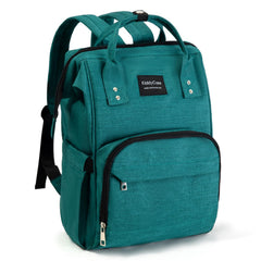 KiddyCare diaper backpack under-seat view shows travel-ready compact size