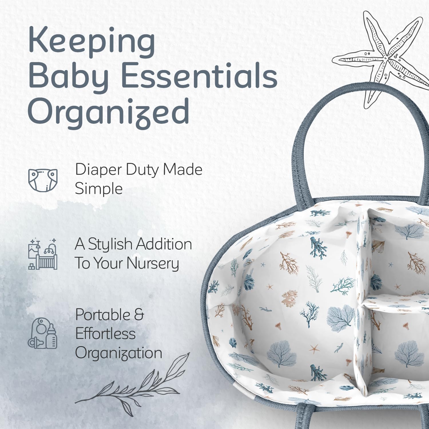 KiddyCare diaper caddy folds easily for compact storage when not in use.
