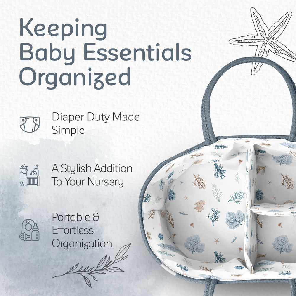 KiddyCare diaper caddy folds easily for compact storage when not in use.