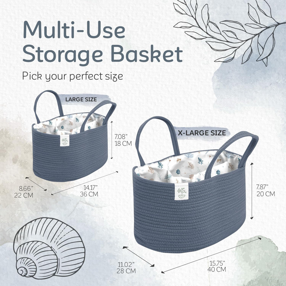KiddyCare diaper caddy fits nursery shelves as a stylish storage solution.