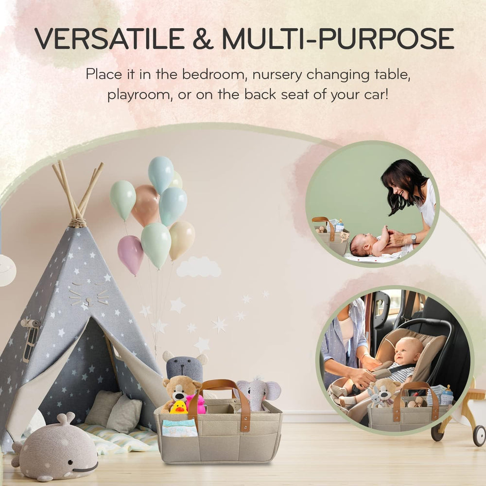 KiddyCare diaper caddy portable and travel-friendly for car trips and on-the-go parenting.