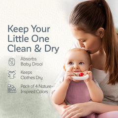 KiddyCare muslin bib closeup texture, soft fabric ideal for drool and teething sessions.