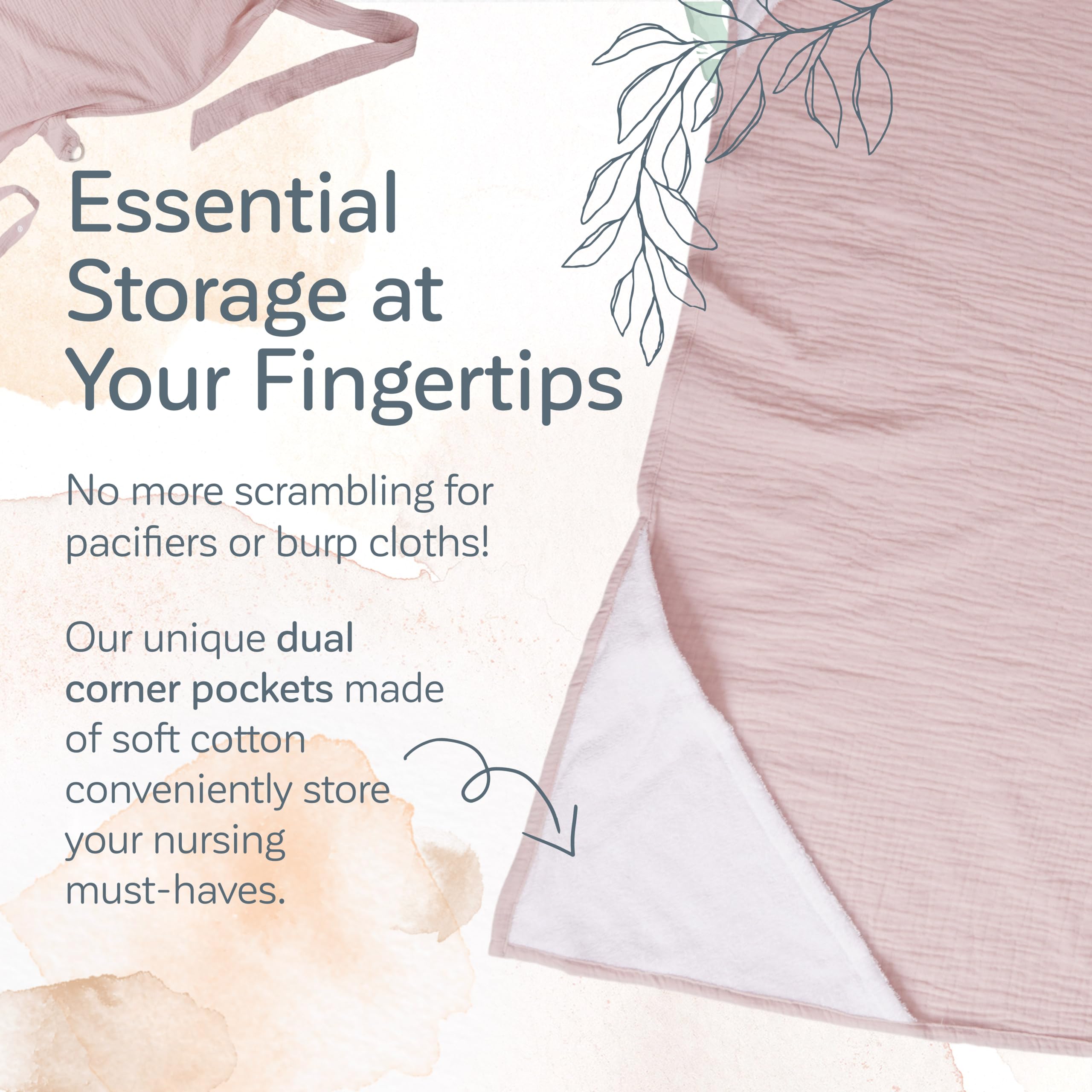 KiddyCare Basil cover stored in muslin drawstring bag for easy organization.
