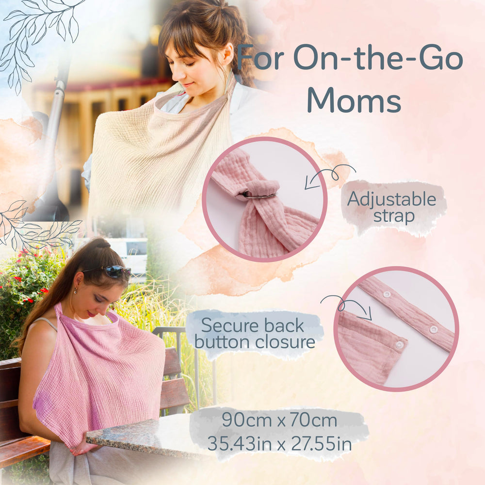 KiddyCare Basil cover features pockets and back strap for secure, convenient feeds.